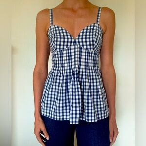 Burberry London Blue Checkered Women's Peplum Top